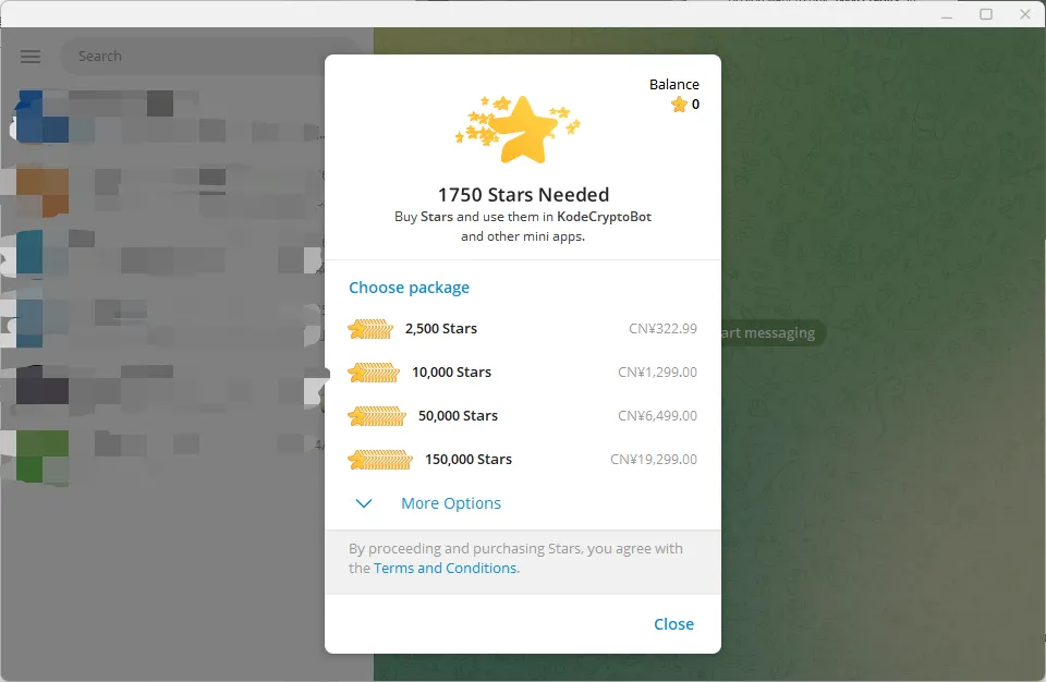 Purchase Telegram Stars