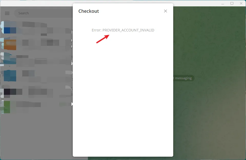 Payment error interface